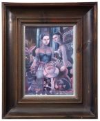 AR Mick Rooney, RA (born 1944) "Two girls and a fish" oil on board, signed and dated 86 lower
