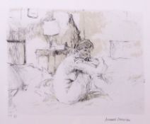 AR Bernard Dunstan, RA (1920-2017) Bedroom scene with seated nude coloured artists proof, signed,