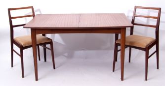 Mid-century teak rectangular dining table and four chairs by Richard Hornby by Fyne Ladye