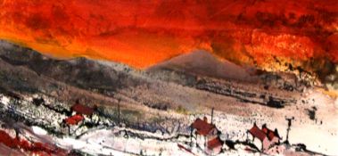 AR Martin Laurence (contemporary) "Sunset Greenhow" mixed media, signed lower left, 13 x 27cm