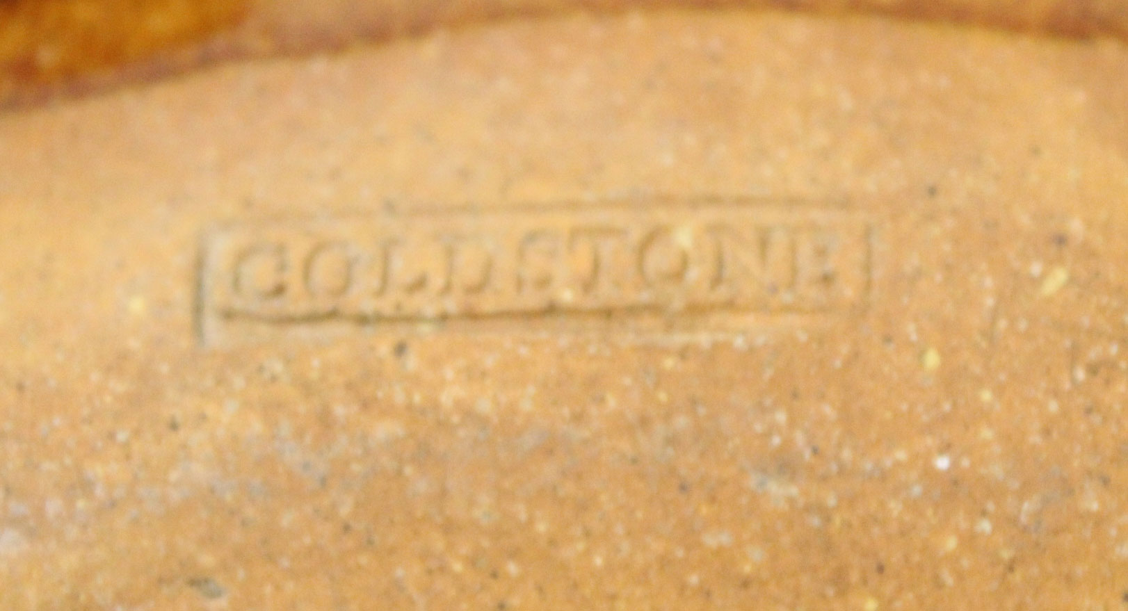 Set of three brown glazed goldstone pottery dishes with a slip design, largest 28cm diam (3) - Image 3 of 5