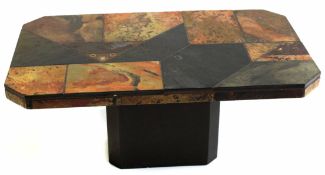 In the manner of Paul Kingma, slate and mixed media coffee table, 100 x 60cm