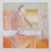 AR John August Swanson (born 1938) "Ironing clothes" coloured print, signed, dated 1979, numbered