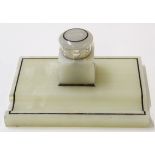 Asprey & Co quartz desk stand in Art Deco style, the inkwell with silver mounts for London 1926, the