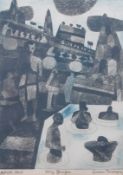 AR Julian Trevelyan, RA, (1910-1988) "Holy Ganges" coloured artists proof etching, signed,