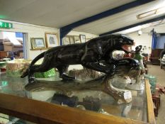 LARGE AND IMPRESSIVE FIGURE OF A PANTHER, IMPRESSED HOLLAND BENEATH, LENGTH APPROX 51CM