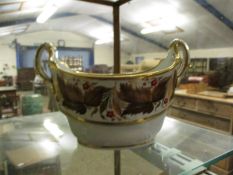 WORCESTER BARR FLIGHT & BARR EARLY 19TH CENTURY BOAT SHAPED BOWL WITH FLORAL DECORATION AND GILT