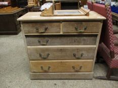 BEECHWOOD FRAMED TWO OVER THREE FULL WIDTH DRAWER CHEST WITH BRASS SWAN NECK HANDLES