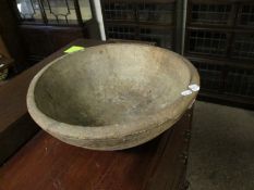 VINTAGE TURNED WOODEN BOWL, WIDTH APPROX 48CM