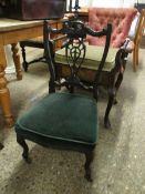 LOW UPHOLSTERED VICTORIAN CHAIR, HEIGHT APPROX 76CM