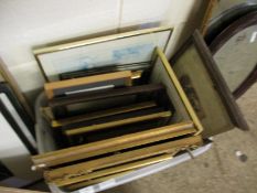 BOX CONTAINING VARIOUS FRAMED PRINTS AND WATERCOLOURS