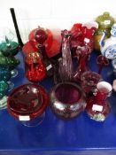 LARGE QUANTITY OF VARIOUS CRANBERRY AND OTHER GLASS