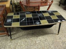 1960S TRANSPORT RELATED DECORATED COFFEE TABLE, LENGTH APPROX 108CM