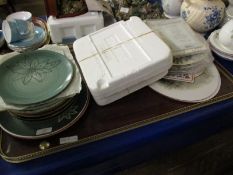 TRAY CONTAINING VARIOUS PLATES ETC