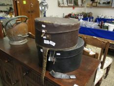 TWO VINTAGE REXINE HAT BOXES