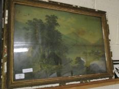 FRAMED OIL OF A LAKE SCENE