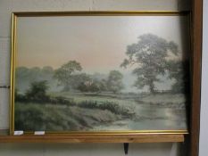 FRAMED PRINT OF A COUNTRYSIDE SCENE, APPROX 55CM X 83CM