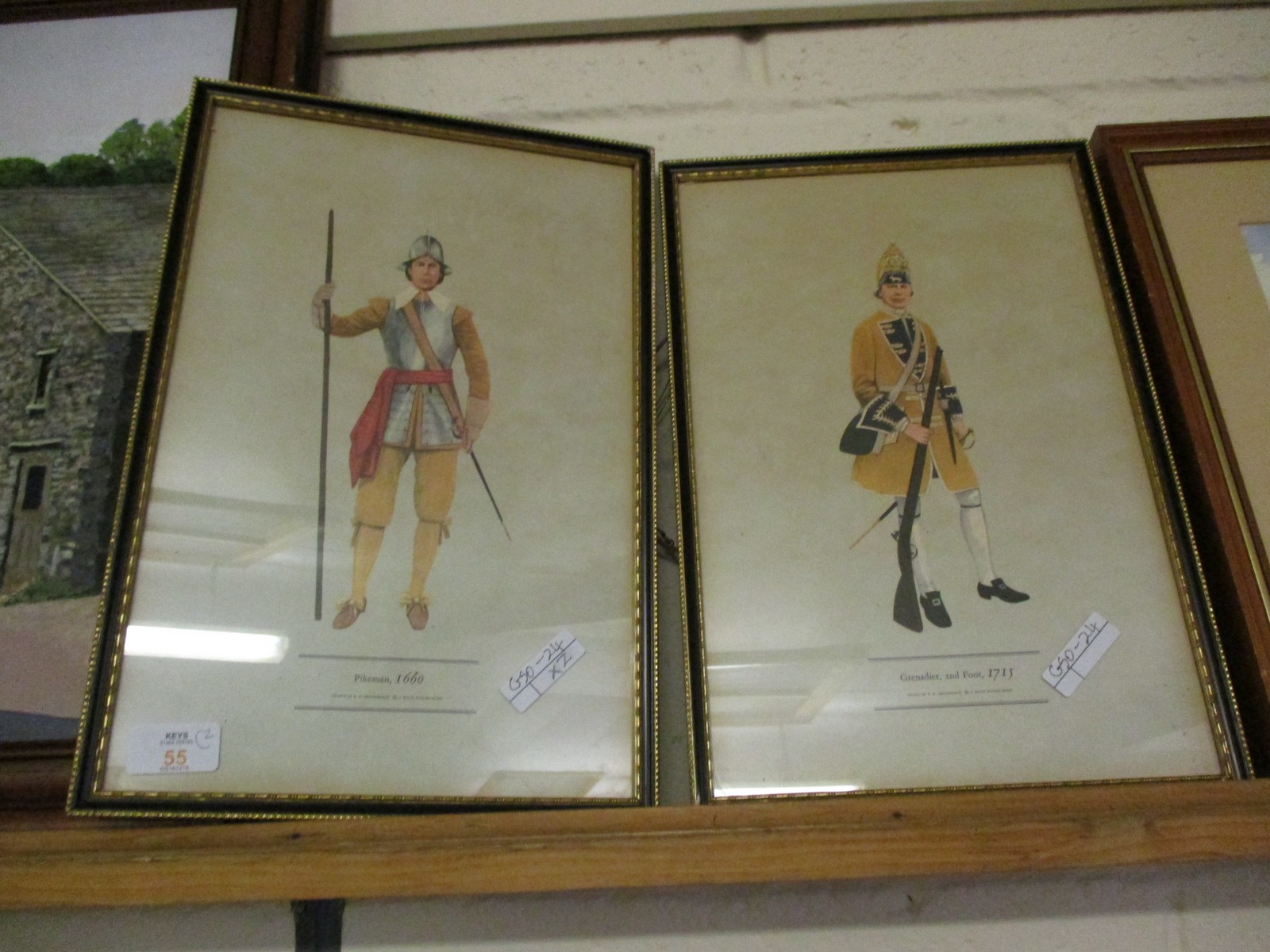 TWO FRAMED PRINTS OF MILITARY INTEREST DEPICTING A PIKEMAN AND A GRENADIER OF THE 2ND FOOT, EACH
