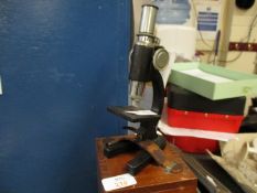 CASED MICROSCOPE, HEIGHT APPROX 21CM