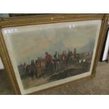 GOOD QUALITY VICTORIAN GILT PRINT ENTITLED "FOXHUNTING THE MEET"
