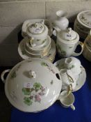 MIXED LOT OF FLORAL PART DINNER WARES, TUREENS, PLATES ETC