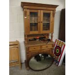 SMALL VINTAGE PINE DRESSER, WITH GLAZED CABINET ABOVE, WIDTH APPROX 99CM