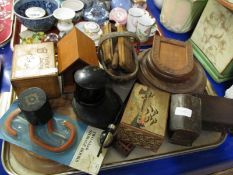 TRAY OF VARIOUS TREEN INCLUDING SMALL BOXES ETC