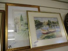 TWO VARIOUS FRAMED WATERCOLOURS, THE SMALLER 24CM X 32CM