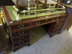 LARGE 19TH CENTURY LEATHER TOPPED DESK, WIDTH APPROX 151CM