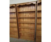 PINE FRAMED FIVE FIXED SHELF BOOKCASE