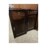 PAIR OF OAK FRAMED BEDSIDE CUPBOARDS WITH SINGLE DRAWER OVER CUPBOARD DOOR