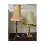 GILT FRAMED LAMP AND SHADE PLUS A CORINTHIAN COLUMN LAMP AND SHADE (2)