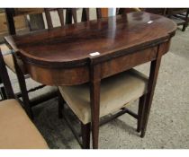 19TH CENTURY MAHOGANY AND SATINWOOD BANDED FOLD-OVER TEA TABLE