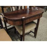 19TH CENTURY MAHOGANY AND SATINWOOD BANDED FOLD-OVER TEA TABLE