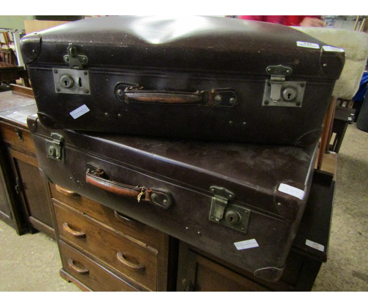 TWO VINTAGE SUITCASES, LARGER APPROX 70CM LONG
