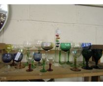 GROUP OF ASSORTED COLOURED GLASSES