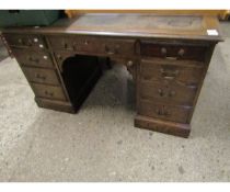LEATHER TOPPED DESK, WIDTH APPROX 136CM