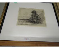 T B CATO (19/20TH CENTURY) LANDSCAPE WITH MILL, BLACK AN WHITE ETCHING, SIGNED IN PENCIL TO LOWER