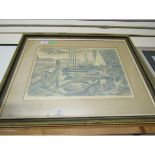 SYDNEY GREENWOOD (1913-2001), HARBOUR SCENE, LITHOGRAPH, SIGNED, DATED 59 AND NUMBERED 13/50 IN