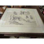 INDISTINCTLY SIGNED AND DATED 1930, PENCIL DRAWING, VIGNETTE STUDIES OF FIGURE AND LANDSCAPE, 29 X