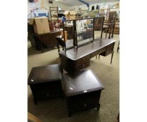 PAIR OF STAG MINSTREL BEDSIDE CUPBOARDS WITH OPEN SHELF AND SINGLE DRAWER TOGETHER WITH A FURTHER