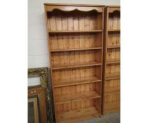 PINE FRAMED FIVE FIXED SHELF BOOKCASE