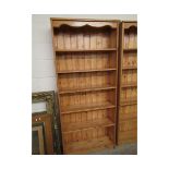 PINE FRAMED FIVE FIXED SHELF BOOKCASE