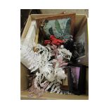 BOX CONTAINING MIXED DECORATIONS, PRINTS, PICTURES ETC