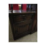 POT CUPBOARD OR BEDSIDE TABLE WITH CARVED LINENFOLD DECORATION, WIDTH 52CM APPROX