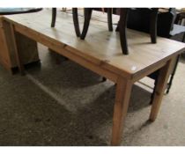 RECTANGULAR PINE KITCHEN TABLE ON TAPERING SQUARE LEGS