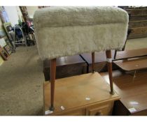 RETRO 1960S/70S UPHOLSTERED STOOL WITH TURNED LEGS AND BRASS CAP FEET