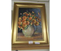 GILT FRAMED OIL OF A VASE OF FLOWERS