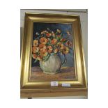 GILT FRAMED OIL OF A VASE OF FLOWERS