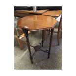 WALNUT FRAMED HEXAGONAL TOP OCCASIONAL TABLE